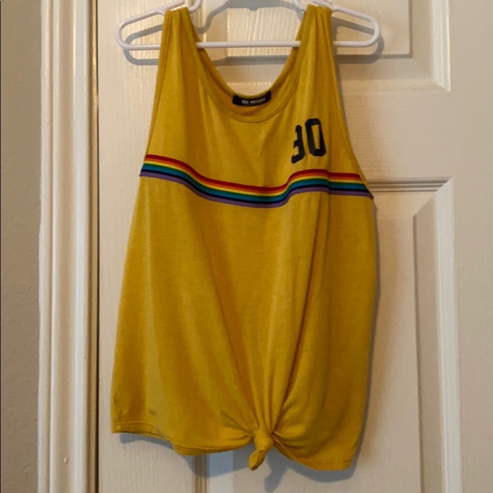Yellow crop top.